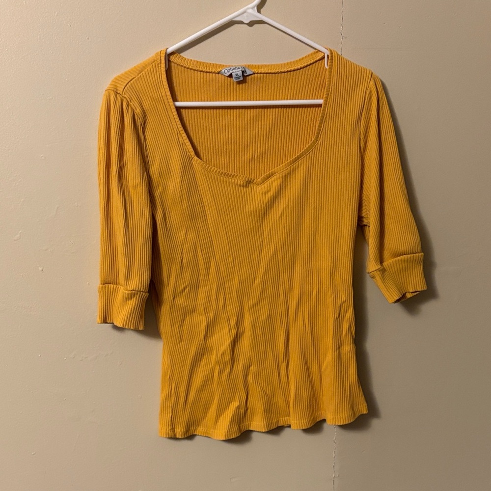 Mustard Ribbed Women's Blouse